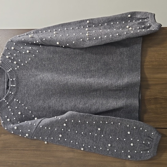 VICI-Pearl Embellished In Grey Sweater-Size Large - Picture 7 of 17